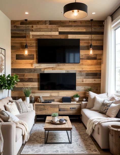 47 Living Room TV Wall Ideas To Transform Your Space In Style 3 Tvs On One Wall, Apartment Decorating On A Budget, Tv Wall Design, Wall Designs, Living Room Tv Wall, Creative Living, Contemporary Aesthetic, Wall Ideas, A Living Room