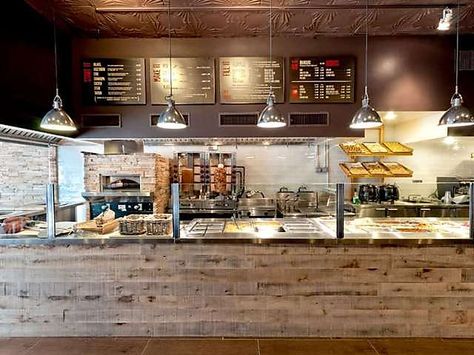 The Hummus & Pita Co. Crepe Cafe, Restaurant Design Rustic, Hummus Pita, Small Restaurant Design, Hummus And Pita, Rustic Cafe, Small Coffee Shop, Doner Kebab, Small Restaurant