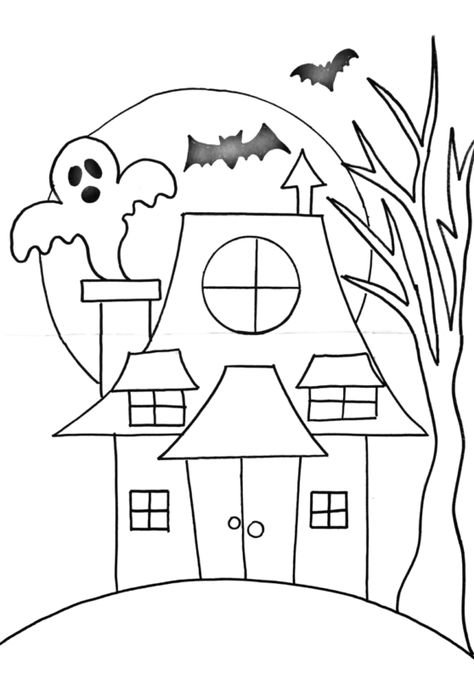 How To Paint A Haunted House - Step By Step Painting Haunted House Drawing, Halloween Color Palette, Strašidelný Halloween, Moldes Halloween, Halloween Kunst, Adornos Halloween, Painting Templates, Halloween Drawings, Halloween Painting