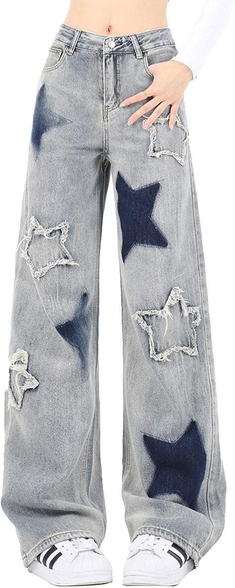 High Waisted Cargo Pants, Pants Cute, Cute Pants, Jeans Y2k, Y2k Jeans, Star Jeans, Cute Jeans, Indie Outfits, Jeans For Women