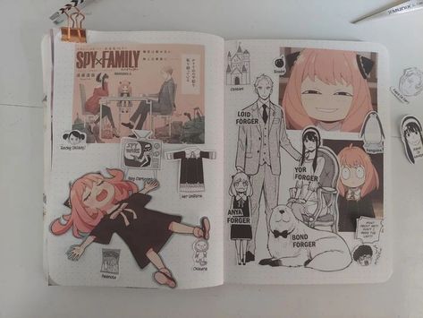 Spy X Family Journal, Anime Journal Prints, Anya Journal, Anime Journal Aesthetic, Anime Journal Ideas, Diy Bullet Journal, Anime Notebook, Anime Books, Homemade Journal