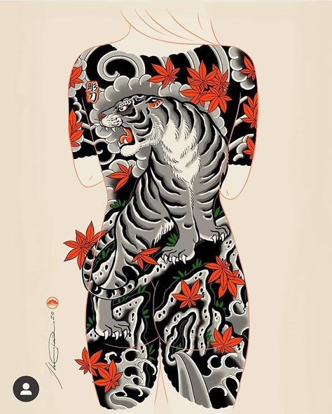 Irezumi Culture Tattoo trên Instagram: “Sick body suit tiger concept art design done by @thomaspineiro #irezumitattoo #japanesetigertattoo #tigerpainting #japanesetattoo…” Japanese Tiger Art, Traditional Tattoo Painting, Japanese Demon Tattoo, Japanese Tattoo Artist, Japanese Back Tattoo, Japanese Tiger Tattoo, Tiger Tattoo Sleeve, Backpiece Tattoo, Tattoo Painting