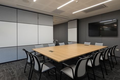 Oracle NZ Fitout I Acoustic Operable Walls Operable Wall Design, Operable Wall, Contemporary Office Space, Contemporary Office, Acoustic Wall, Natural Wood Finish, Very Happy, Design Consultant, Office Space