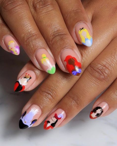 The Office Nail Art, Disney Characters Nails, Epcot Nails, Up Nails Disney, Disney Villains Nails, Villains Nails, Disney Villain Nails, Disney Character Nails, Pixar Nails