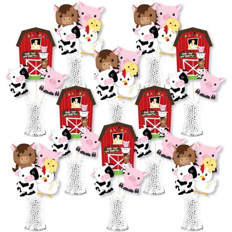 Party Centerpieces Diy, Paper Centerpieces, Barnyard Birthday Party, Table Centerpieces Diy, Farm Animals Theme, Farm Animal Party, Farm Animals Birthday Party, Farm Themed Birthday Party, Barnyard Party