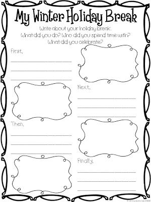 Another great printable from The Organized Classroom Blog!! Love this for the classroom, or for an interactive parent activity to plan a family-fun winter break! January Ideas, Plot Diagram, Holiday Worksheets, Winter Writing, 2nd Grade Writing, 1st Grade Writing, 4th Grade Writing, First Grade Writing, Winter Classroom