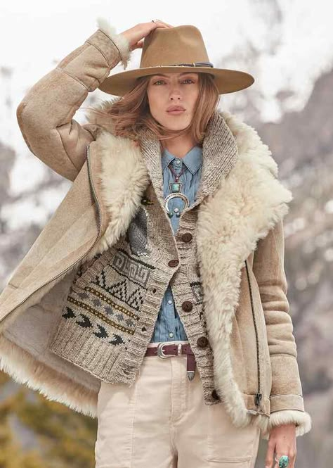 Winter Coat Outfits, Unique Clothes For Women, Western Style Outfits, Sundance Catalog, Sheepskin Coat, Clothing Catalog, Shearling Coat, Coat Outfits, Retro Outfits