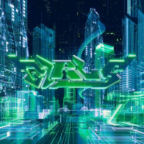 Aespa Fanmade Album Cover, Futuristic Album Covers, Aespa Green Aesthetic, Green Futuristic Aesthetic, Kpop Futuristic, Neon Green Background, Y2k Future, Future Aesthetic, Futuristic Aesthetic