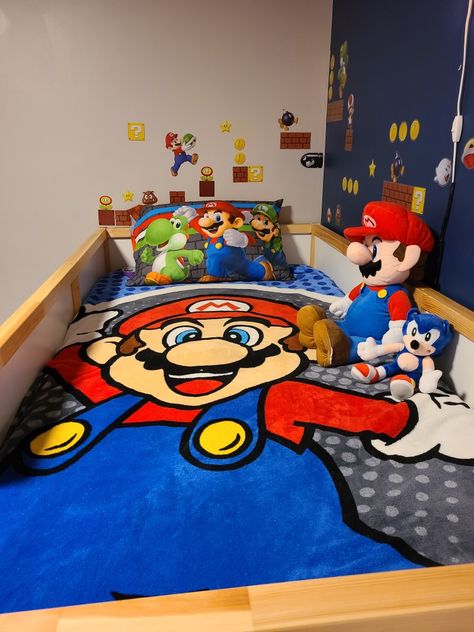 Mario Brothers Bedroom Ideas, Mario And Luigi Bedroom Ideas, Super Mario Room Ideas Boys, Super Mario Bedroom Ideas, Super Mario Kids Room, Mario Bedroom Ideas Boys, Mario Room Ideas Boys, Mario Kart Room Decor, Mario Room Paint Ideas