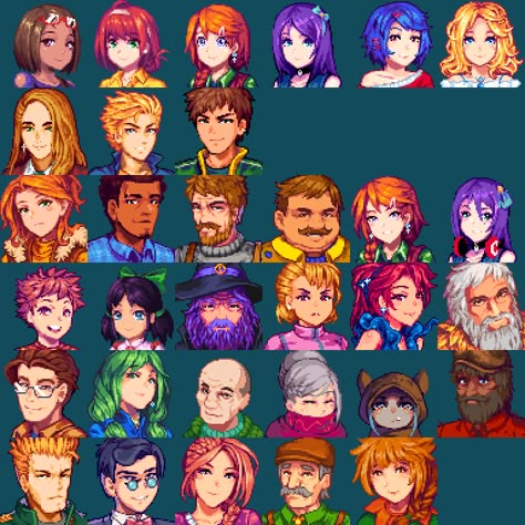 stardewvalley anime mods at Stardew Valley Nexus - Mods and community Stardew Valley Portrait Mod Anime, Stardew Valley Anime Mod, Stardew Valley Mods Character, Stardew Valley Mods Portraits, Stardew Valley Portrait Mod, Stardew Valley Portraits, Stardew Valley Characters, Stardew Mods, Stardew Valley Tips