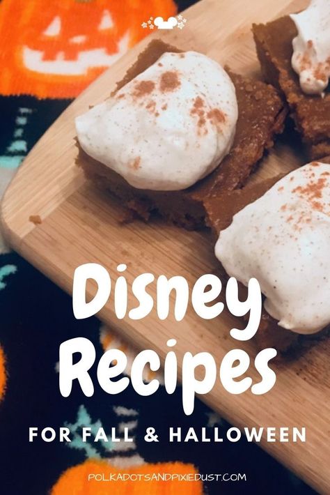 Snacks For Fall, Pumpkin Snacks, Disney Dessert Recipes, Easy Pumpkin Bars, Pumpkin Snack, Disney Foods, Disney Thanksgiving, Disney Dishes, Cozy Fall Recipes