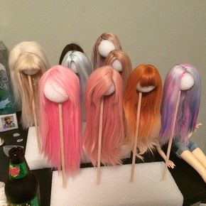 So I made a cheap wig stand last night Theatre Tech, Wigs Ideas, Wig Storage, Cheap Cosplay, Wig Display, Diy Wig, Hair Instagram, Stand Ideas, Cheap Wigs