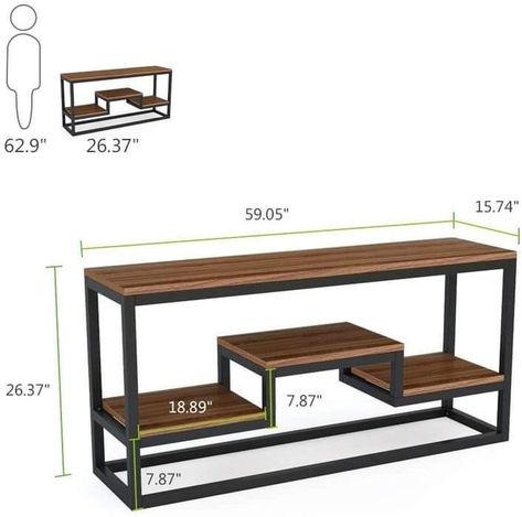 Tv Stand Industrial, Console Table Tv Stand, Console Table Tv, Table Tv Stand, Metal Tv Stand, Iron Furniture Design, Tv Stand Shelves, Shelves For Living Room, Steel Furniture Design