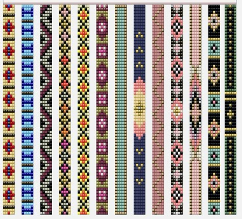 Loom Designs Bead, Bead Loom Patterns 5 Rows, 7 Row Bead Loom Patterns, Bead Loom Designs Free Pattern, Bead Loom Patterns Beginner, Bead Loom Patterns Free, Loom Bead Bracelet, Beaded Belts Patterns, Seed Bead Bracelet Patterns