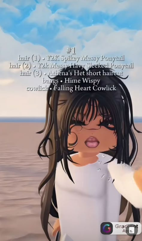 Outfits Ideas Black, Outfit Ideas Emo, Preppy Decal, Latina Hair, Pic Code, Roblox Image Ids, Latina Outfit, Y2k Hair, Black Hair Roblox