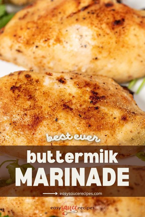 Juicy and thick chicken on a white plate. Chicken Tenderizer Marinade, Marinating Chicken, Milk Marinade For Chicken, Best Marinade For Chicken, Chicken Buttermilk, Marinade For Chicken Breast, Chicken Marinade With Buttermilk, Buttermilk Marinade, Buttermilk Chicken Brine