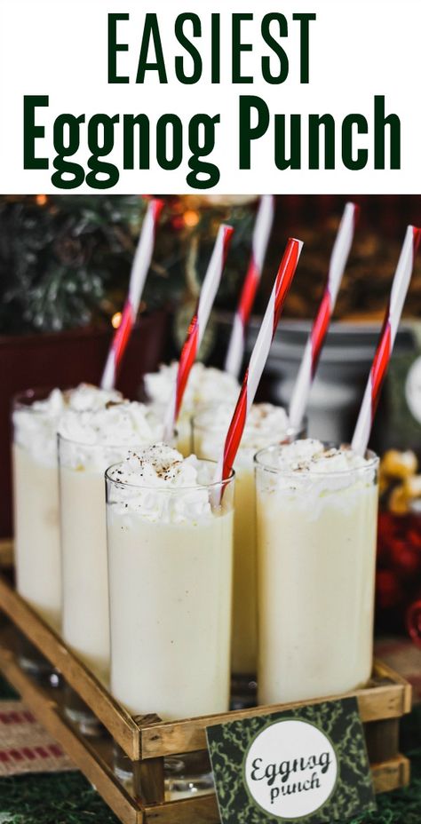 Egg Nog Punch Bowl, Eggnog Punch With Alcohol, Eggnog Punch, Christmas Party Punch, Party Punch Recipe, Party Punches, Eggnog Recipes, Eggnog Cocktail, Christmas Drinks Alcohol Recipes