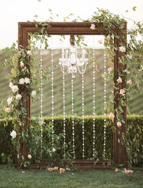 wedding backdrop frame - The perfect wedding deserves a stunning wedding backdrop. Get inspiration for yours by seeing what other couples used in their wedding.  #top5 #topfive #wedding #weddingphotography #weddingideas #weddinginspiration Decor Photobooth, Diy Wedding Arch, Whimsical Wedding Decorations, Wedding Arch Rustic, Wedding Chandelier, Wedding Arbour, Arch Decoration, Arch Decoration Wedding, Wedding Ceremony Backdrop