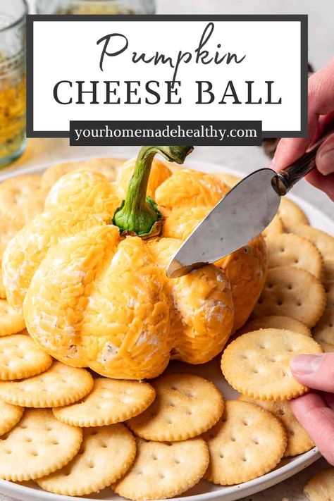 This fun Pumpkin Cheese Ball will be a hit at any fall gathering. Tangy cream cheese, fresh pepper, and cheddar cheese shaped into an adorable pumpkin shape. It's as flavorful as it is cute! Halloween Food Appetizers, Thanksgiving Appetizer Recipes, Fall Appetizers, The Country Cook, Halloween Appetizers, Cheese Ball Recipes, Thanksgiving Appetizers, Country Cooking, Dinner Appetizers