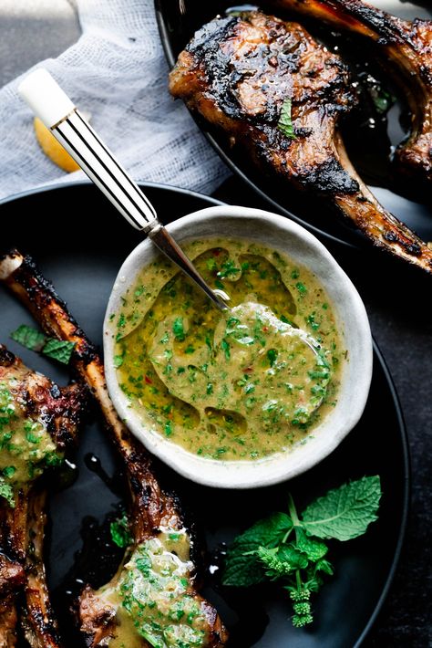 Lamb Sauce Recipes, Lamb Chops Grilled, Mint Sauce Recipe, Grilled Lamb Chop Recipes, Lamb Sauce, Lamb Loin Chops, Lamb Steaks, Grilled Lamb Chops, Lamb Chop Recipes