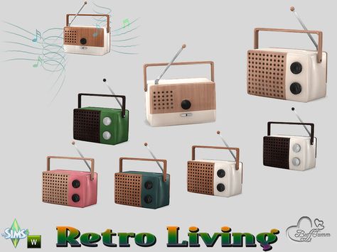 BuffSumm's Retro Living Radio Ts4 Retro Furniture, Sims 4 Cc Retro Decor, Retro Sims 4 Cc, Sims 4 Decades Challenge, Sims 4 Clutter, The Sims 4 Packs, Sims 4 Mm Cc, Tumblr Sims 4, Play Sims