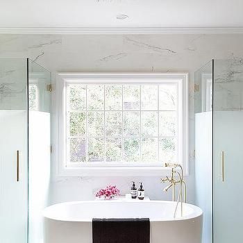 Frosted Glass Water Closet Enclosure Design Ideas Tub With Glass Door, Bathroom With Tub, Vintage Bathtub, Window In Shower, Vintage Tub, Water Closet, Bathroom Windows, Trendy Bathroom, Bath Room