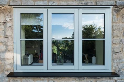 Flush Windows, Cottage Doors, Blue Windows, Cottage Windows, Glazed Windows, Kerb Appeal, Aluminium Windows And Doors, House Redesign, Timber Windows