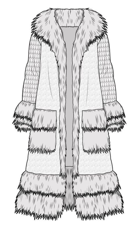 Fur Jacket Drawing, Digital Fashion Sketch, Underwater Ecosystem, Apre Ski, Fur Jacket Outfit, Jacket Drawing, Christmas Drawings, Puffer Jacket Outfit, Flat Drawings