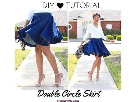 Sew a half circle skirt .  Free tutorial with pictures on how to make a circle skirt in under 180 minutes by sewing with circle skirt calculator (see step 1), woven fabric, and pins. How To posted by Style Sew Me.  in the Sewing section Difficulty: Simple. Cost: Cheap. Steps: 1 Double Circle Skirt Pattern, Hellgirl Cosplay, Folklorico Dancers, Double Circle Skirt, Circle Skirt Calculator, Diy Circle Skirt, Patterns Skirt, Heart Sewing, Circle Skirt Tutorial