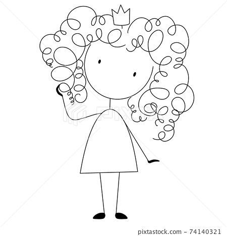 curly girl wearing crown. Curly hair care, hair... - Stock Illustration [74140321] - PIXTA Hair clipart #hairclipart Hair clip art | Hairstyle clipart Hairstyle clip art #hairstyleclipart Hairstyle #hairstyle Hairstyles #hairstyles 7.132 Curly Hair Tattoo Outline, Curly Hair Tattoo Design, Curly Hair Girl Illustration, Curly Hair Doodle, Curly Girl Illustration, Haircut Sketch, Curly Hair Tattoo, Curly Illustration, Curly Tattoo