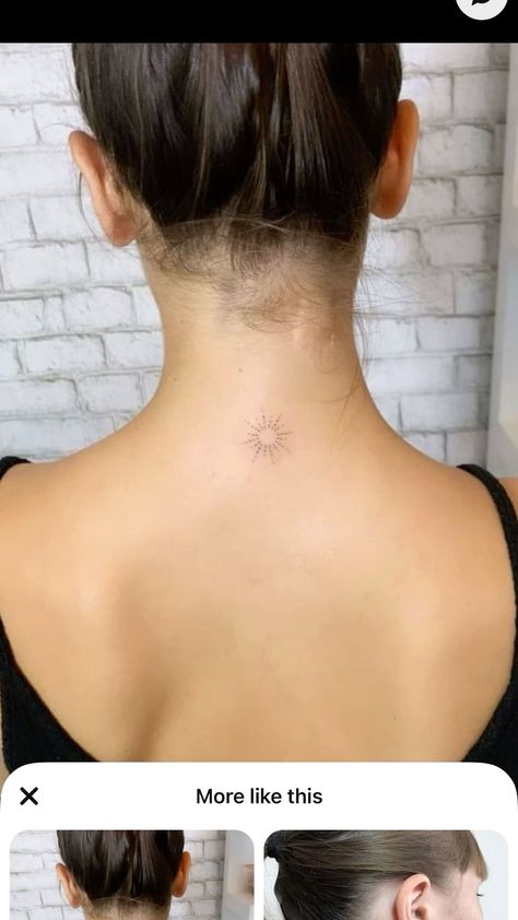 Line Sun Tattoo, Fine Line Sun Tattoo, Simple Sun Tattoo, Tattoo Sonne, Tattoo Ideas Inspiration, Spine Tattoo Ideas, Tiny Tattoos For Women, Sun Tattoo Designs, Boho Tattoos