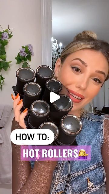 Hot Roller Styles For Medium Hair, How To Put Hot Rollers In Your Hair, How To Curl Hair With Hot Rollers, How To Hot Rollers For Long Hair, How To Hot Rollers, Hot Rollers Blowout, Heat Rollers Hairstyles, Heated Rollers Hairstyles, How To Curl Long Hair With Hot Rollers