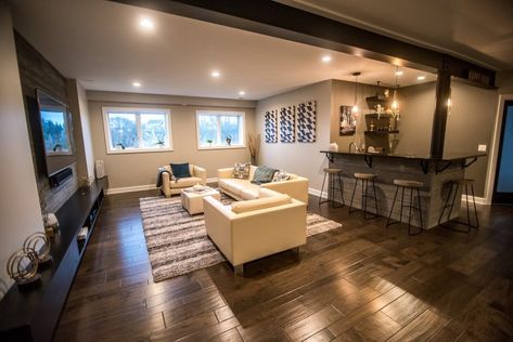 Best Flooring For Basement, Basement Refinishing, Building A Basement, Basement Decoration, Basement Kitchenette, Basement Layout, Modern Basement, Basement Inspiration, Basement Living Rooms