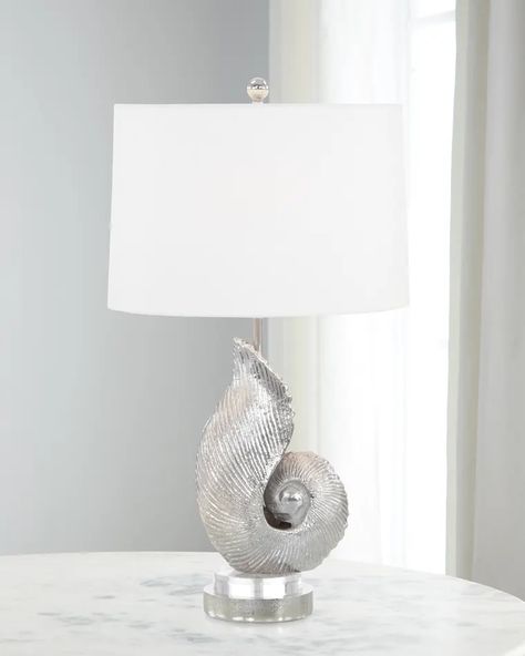 HEHS3 John-Richard Collection Nautilus Seashell Table Lamp Seashell Table, John Richard Collection, Antique Brass Metal, Coastal Life, John Richard, Floor Lamp Design, Future Trends, Black Table Lamps, White Table Lamp