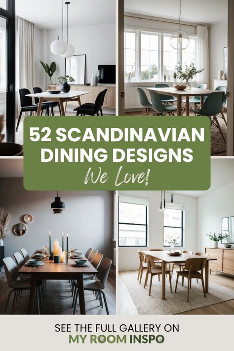 Explore 52 Scandinavian dining room designs featuring modern aesthetics. This pin showcases comfy dining ideas with natural materials and sleek furnishings, inspiring stylish living spaces. Scandinavian Living And Dining Room, Mid Century Modern Dining Table Decor, Scandinavian Interior Design Dining Room, Japanese Style Dining Room, Mix And Match Dining Room Chairs, Scandi Dining Room Ideas, Cabin Dining Room Ideas, Dining Room 2024, Scandinavian Dining Area