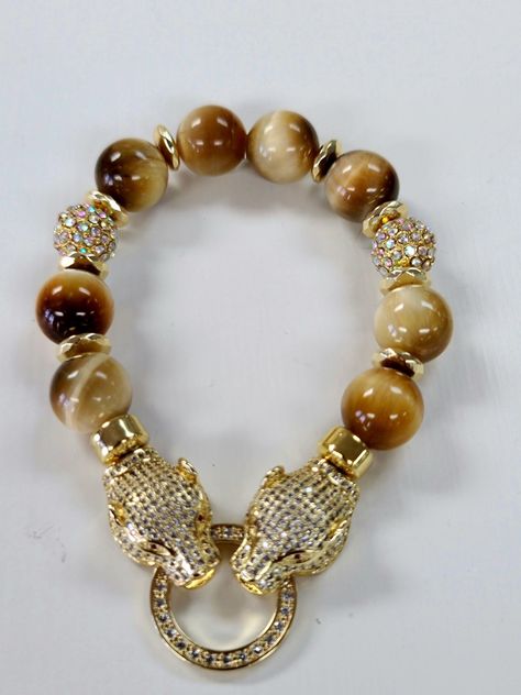 Double Tiger Earth Tone Bracelet Luxury Agate Beaded Bracelet With Polished Beads, Crystal Bracelet Ideas, Gemstones Bracelets, Stackable Beaded Bracelets, Diy Dye, Dope Jewelry Accessories, Jewelry Girl, Lion Ring, Bracelets Design