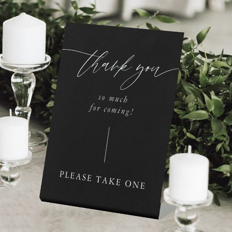 Black Elegant Wedding Thank You For Coming Sign Black Elegant Wedding, Wedding Day Signs, Sweet Rain, Signs Wedding, Photo Guest Book, Tabletop Signs, Calligraphy Wedding, Calligraphy Styles, Wedding Table Decorations