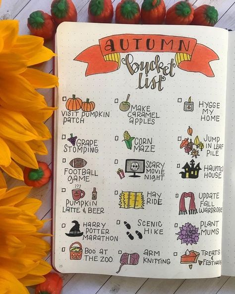 Autumn Bullet Journal, September Journal, Journal D'inspiration, Bullet Journal Spread Ideas, Journal Spread Ideas, Halloween Bucket List, Bullet Journal October, Things To Write, Bu Jo