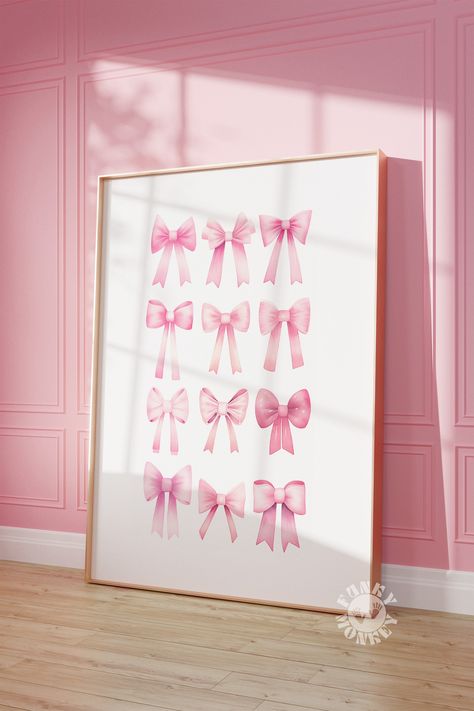 Coquette Nursery, Bama Dorm, French Pastel, Coquette Art, Bows Coquette, Sweet Nursery, College Apartment Decor, Girly Wall Art, Soft Girl Aesthetic