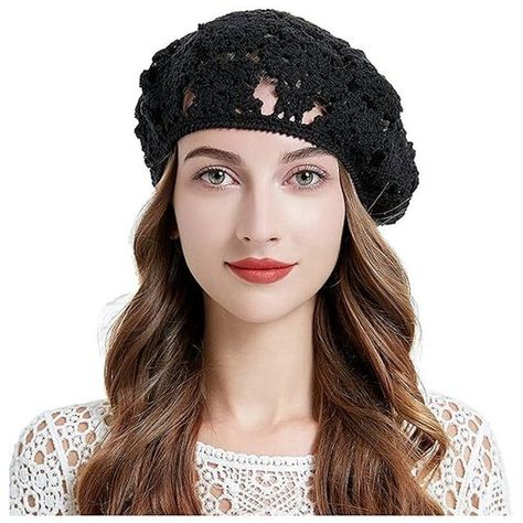 Women Cotton Slouchy Crochet Beret Floral Black Floral Beanie, Crochet Beret, Vintage Floral Pattern, Bad Hair Day, Bad Hair, Skull Cap, Floral Patterns, Beanie Hat, Hair Day