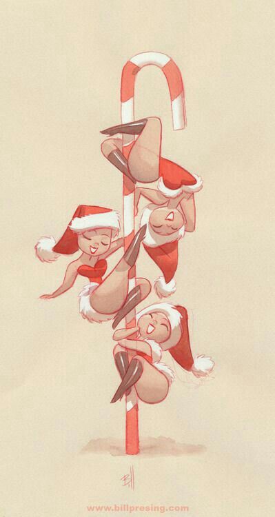 pole dance christmas! Bill Presing, Pole Art, Aerial Arts, Deviant Art, Pin Up Art, Christmas Illustration, Pole Dance, Candy Canes, Pole Dancing