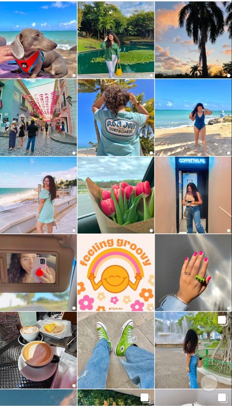 Summer Post Instagram Ideas, Instagram Aesthetic Inspiration Colour, Instagram Board Ideas, Vibrant Instagram Feed, Instagram Feed Inspiration Colorful, Colorful Feed Instagram, Insta Theme Ideas, Instagram Feed Ideas Colorful, Aesthetic Ig Feed Ideas