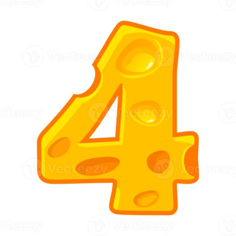 Cheese number 4. Four font kids number. Figure 4 The Number 4, Kid Fonts, Numbers For Kids, Wedding People, Tree Saw, Heart Tree, Cityscape Photos, Logo Banners, Nature Backgrounds