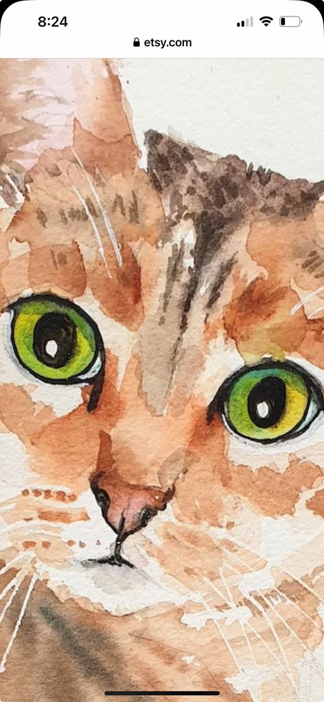 Watercolor Art Cat Easy, Cat Watercolour Painting, Watercolor Art Owl, Two Cats Watercolor, Watercolor Animal Paintings Easy, Cat Watercolor Paintings Easy, Aesthetic Watercolour Painting Ideas, Quick Watercolor Paintings, Fluffy Cat Painting