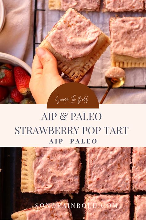 Aip Desserts Easy, Aip Dessert Recipes, Aip Paleo Desserts, Aip Baking, Aip Diet Recipes, Paleo Breakfasts, Strawberry Pop, Aip Breakfast, Strawberry Pop Tart