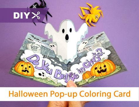 Pop Up Halloween Cards, Halloween Pop Up Cards, Diy Pop, Up Halloween, Pop Up Cards, Halloween Cards, Color Card, Diy Halloween, Printable Coloring