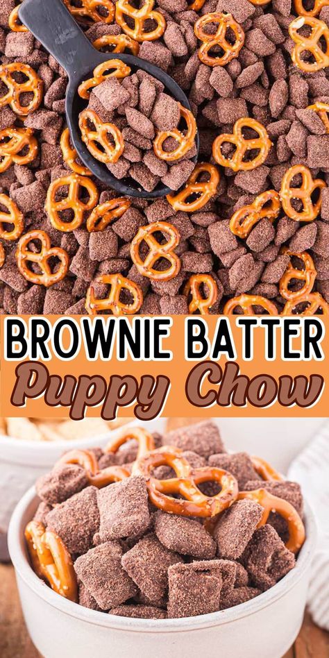 Brownie Batter Muddy Buddies, Red Velvet Muddy Buddies, Smores Muddy Buddies, Popcorn Muddy Buddies, Fall Kids Snacks For School, Brownie Batter Puppy Chow, Chex Recipes Sweet, Chex Mix Muddy Buddy Recipes, Halloween Muddy Buddy Recipe