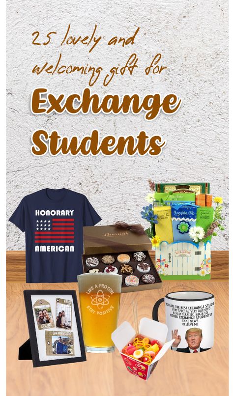 Exchange Student Christmas Gifts, Gift Ideas For Exchange Students, Foreign Exchange Student Gifts Goodbye, Exchange Student Bedroom Ideas, Welcome Basket For Foreign Exchange Student, Welcome Basket For Exchange Student, Hosting A Foreign Exchange Student, Foreign Exchange Student Welcome Basket, Foreign Exchange Student Welcome Sign