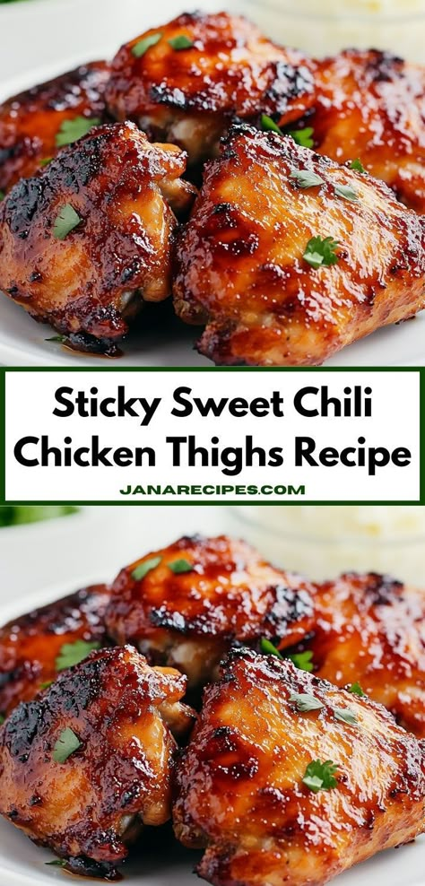 Need a crowd-pleasing dish for your next gathering? Discover the Sticky Sweet Chili Chicken Thighs recipe, where tender chicken meets a sticky glaze. It’s a fantastic choice for family dinners or casual get-togethers. Chicken Thigh Recipes Ninja Foodi, Teriyaki Chicken Thigh Recipes, Chicken Thigh Recipes Videos, Chicken Thigh Recipes Teriyaki, Chicken Thigh Recipes Rice, Chicken Thigh Recipes Dutch Oven, Mexican Chicken Thigh Recipes, Chicken Thigh Recipes Quick, Low Carb Chicken Thigh Recipes