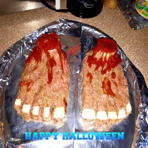 Ghoulishly Gross Feet-loaf Meatloaf Recipe Meatloaf Halloween, Halloween Meatloaf, Meatloaf Cupcakes, Christmas Breakfast Casserole, Seasonal Treats, Meatloaf Recipe, The Onion, Food Club, Christmas Breakfast